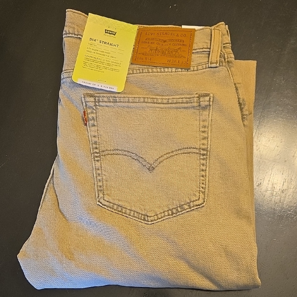 Levi's Premium Men's Beige Tan Straight Jeans